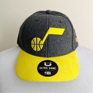 Utah Jazz Snapback Hat Cap Mens NBA Basketball Adjustable Gray Yellow Fan Gift